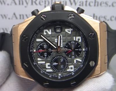 Audemars Piguet Replica Royal Oak Replica Watch - Rose Gold & Black Rubber Straps